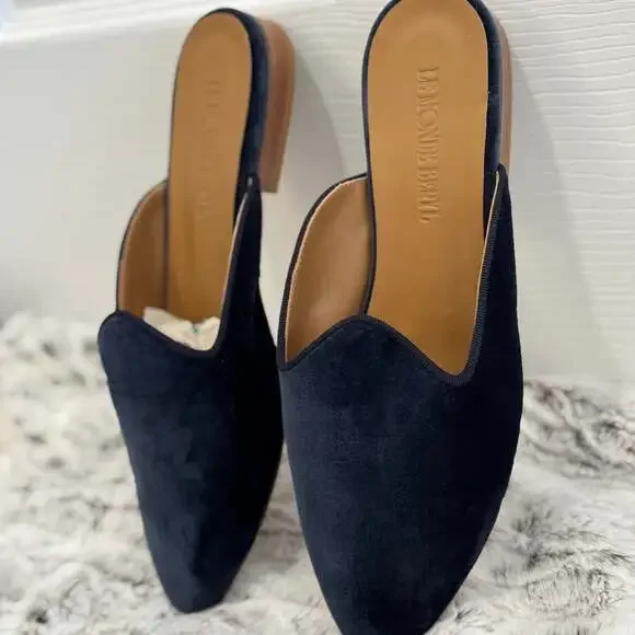Le Monde Beryl Crushed Blue Velvet Venetian Mules Slip On Sz.40 - Picture 2 of 8
